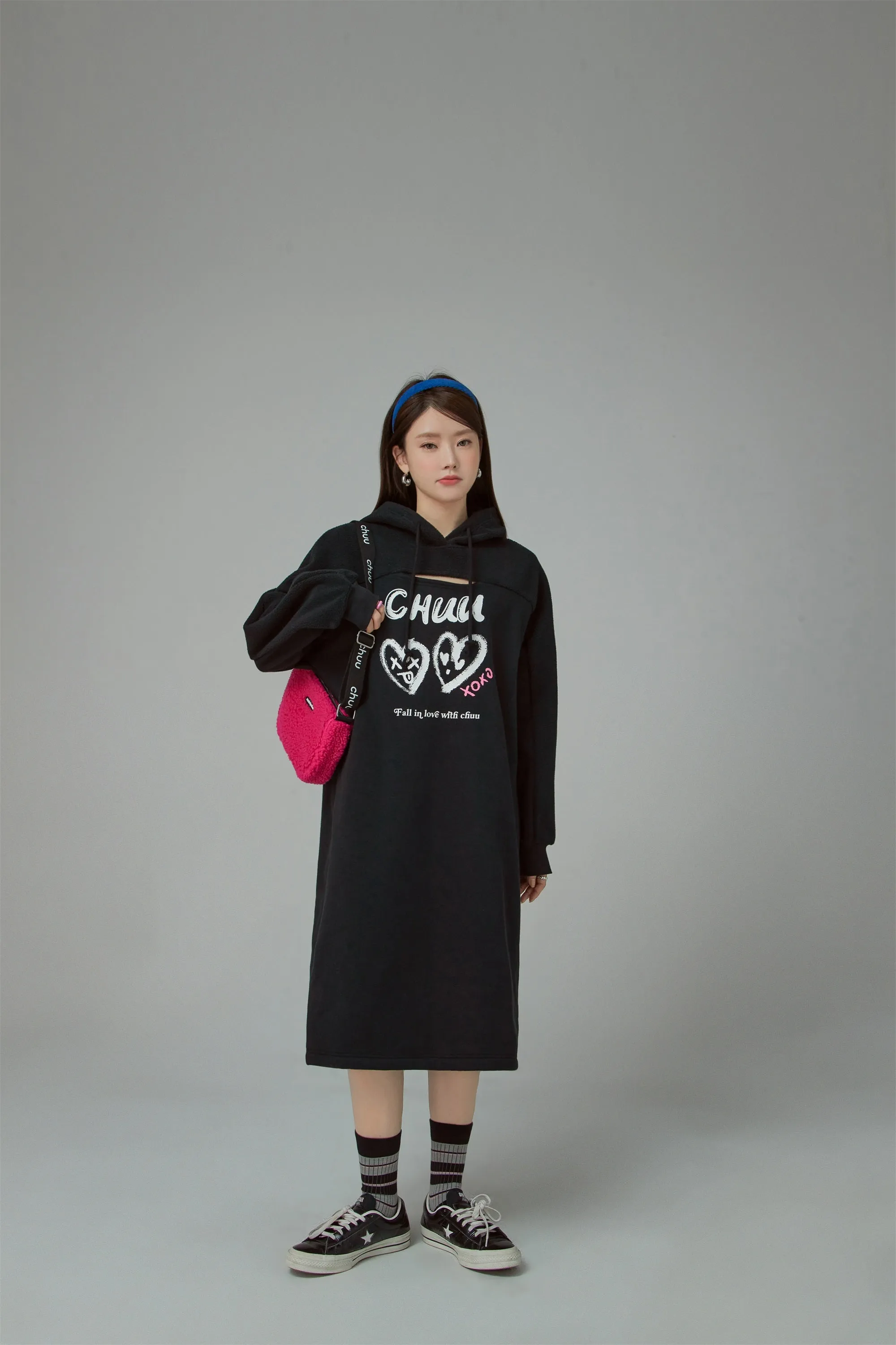 It Is You Or Me Loose Fit Hooded Dress