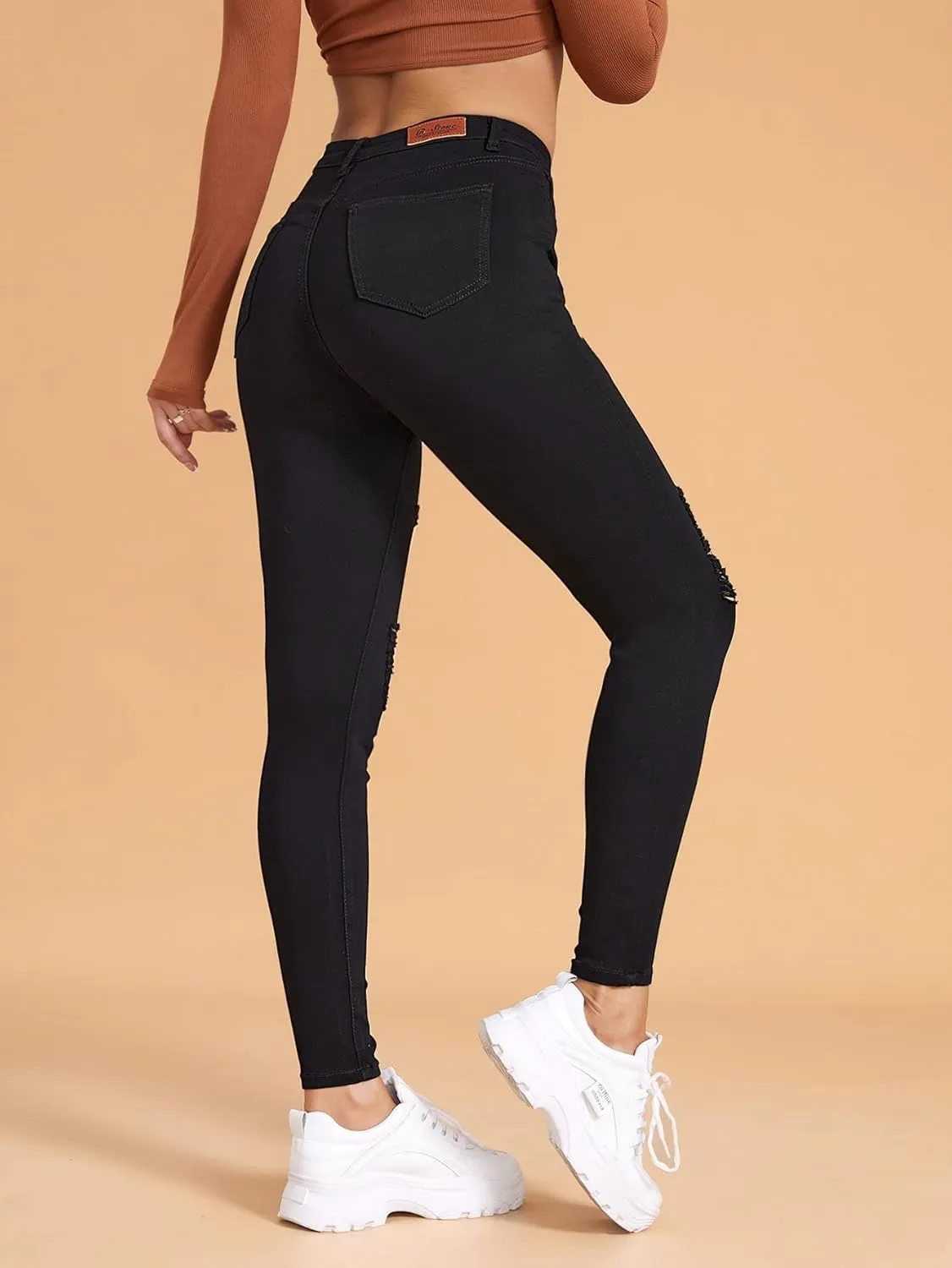 Jeans for Women High Stretch Ripped Skinny Jeans Jeans for Women (Size : Medium)