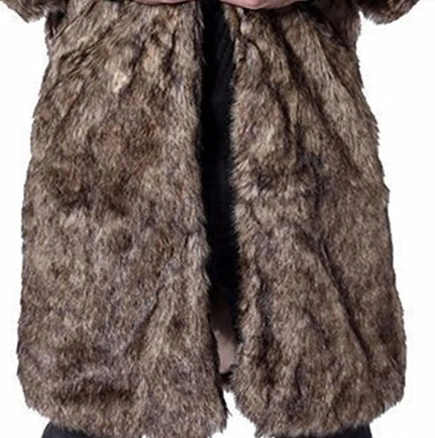 JEKE-DG Men's Fuzzy Furry Slim Fit Warm Coat Fashion Long Winter Coat Jacket Slim Fit Thicken Parka Overcoat