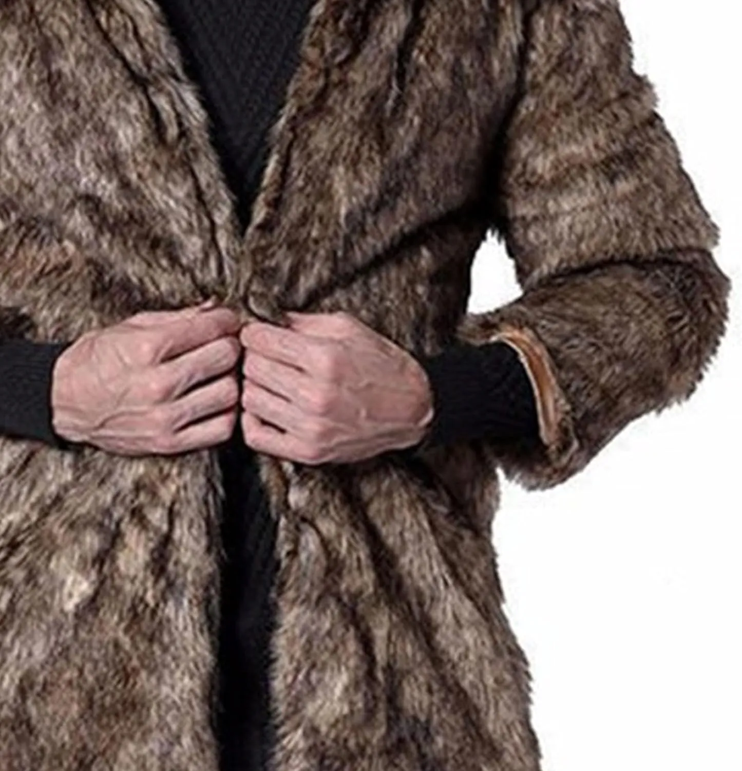 JEKE-DG Men's Fuzzy Furry Slim Fit Warm Coat Fashion Long Winter Coat Jacket Slim Fit Thicken Parka Overcoat