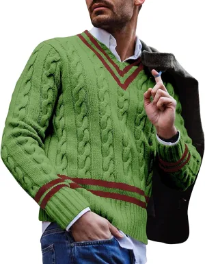 JEShifangjiusu Men'S Casual Slim Fit V-Neck Pullover Long Sleeve Knitted Pullover Sweaters Slim Fit Ribbed Knit Sweaters