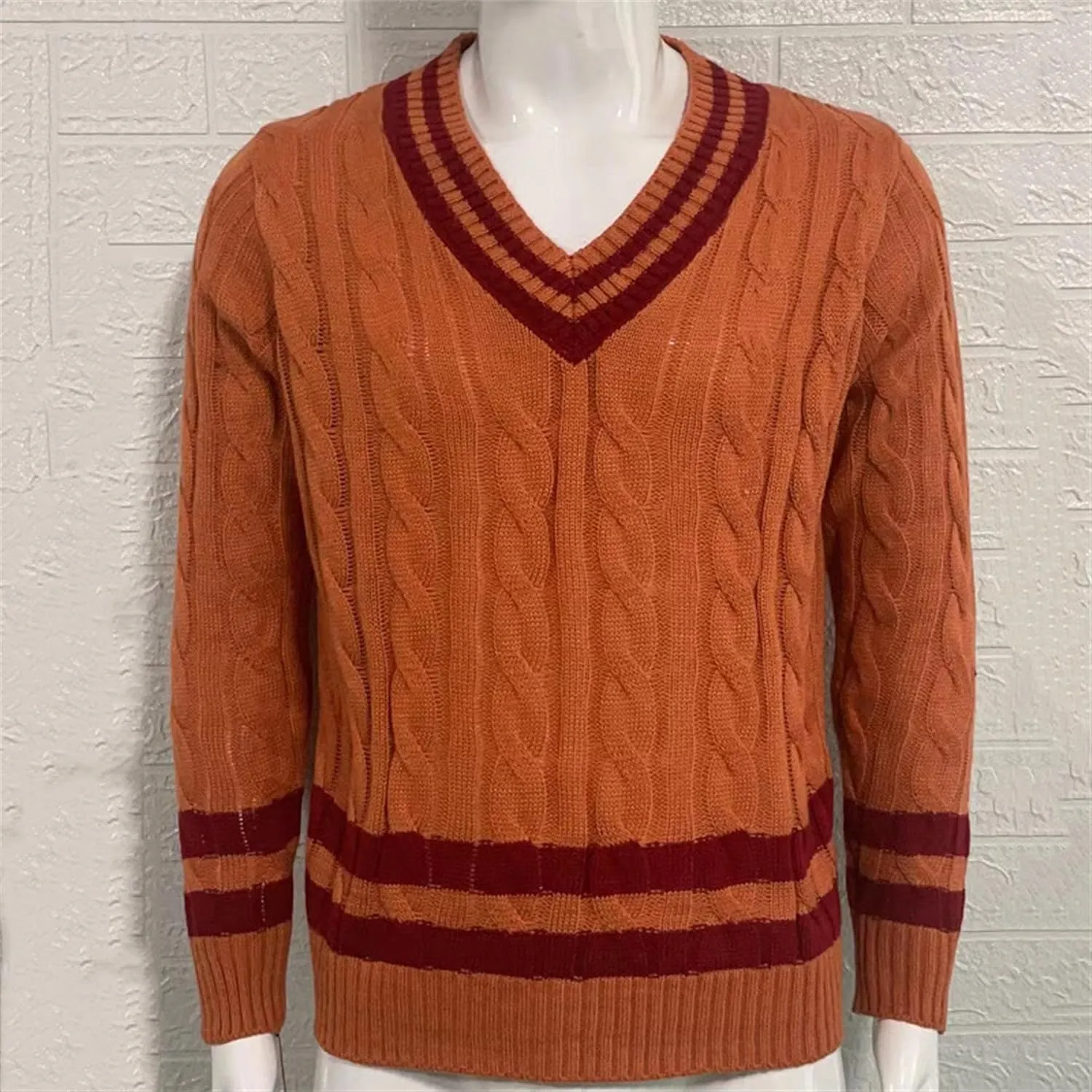 JEShifangjiusu Men'S Casual Slim Fit V-Neck Pullover Long Sleeve Knitted Pullover Sweaters Slim Fit Ribbed Knit Sweaters