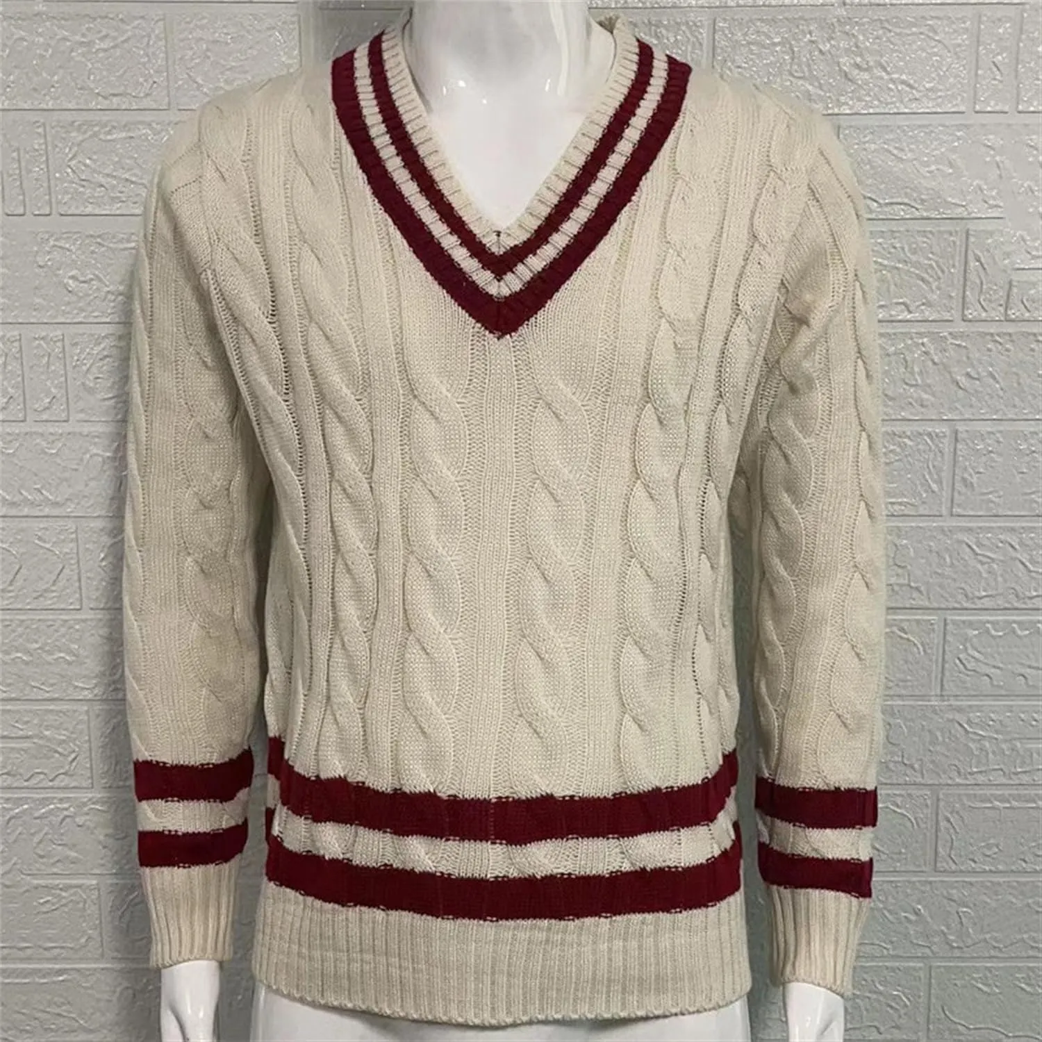 JEShifangjiusu Men'S Casual Slim Fit V-Neck Pullover Long Sleeve Knitted Pullover Sweaters Slim Fit Ribbed Knit Sweaters