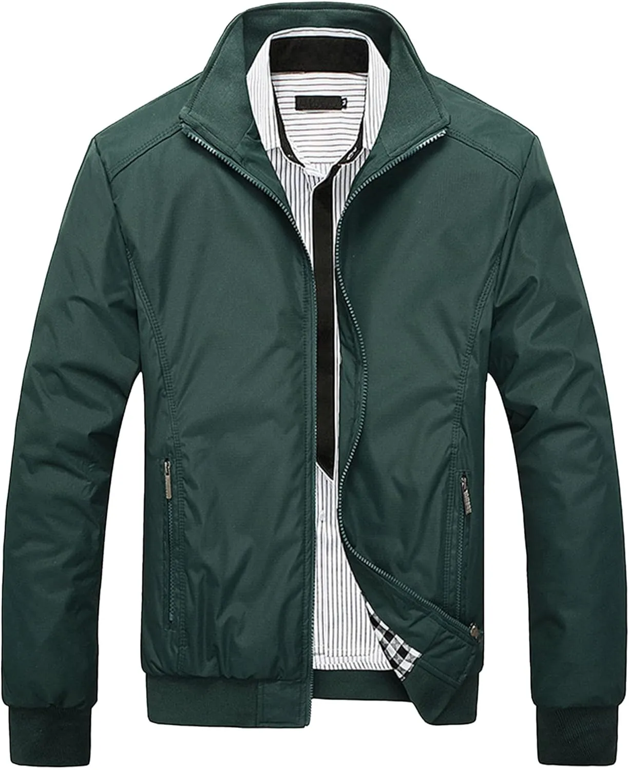 JEsilunmaMY Men's Business Casual Bomber Jackets Stand Collar Cotton Lightweight Jackets Windproof Sportswear Windbreaker