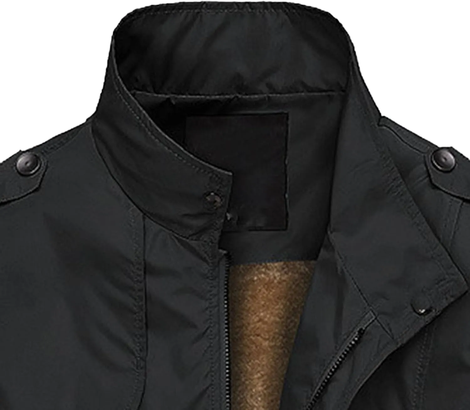 JEsilunmaMY Men's Sherpa Lined Cotton Bomber Jacket Zip Up Stand Collar Warm Cargo Jacket Winter Windproof Sport Windbreaker