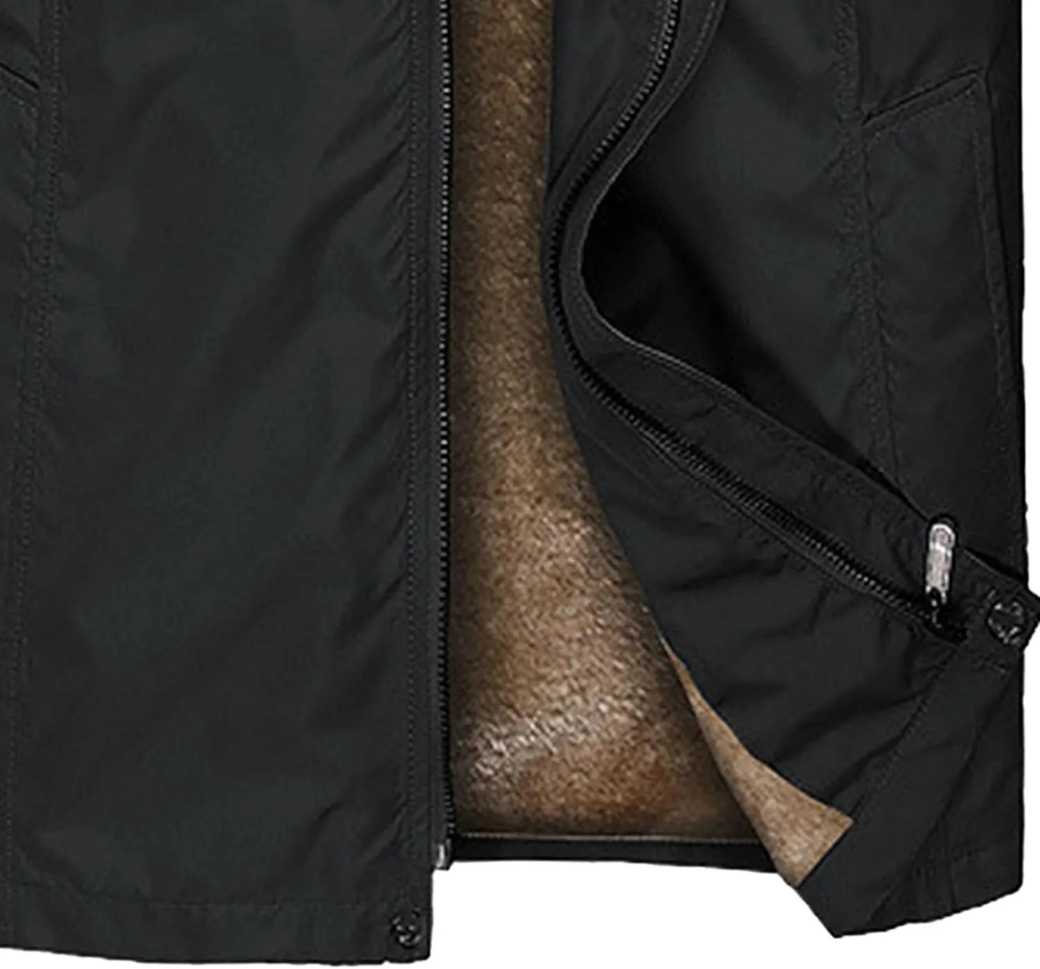 JEsilunmaMY Men's Sherpa Lined Cotton Bomber Jacket Zip Up Stand Collar Warm Cargo Jacket Winter Windproof Sport Windbreaker