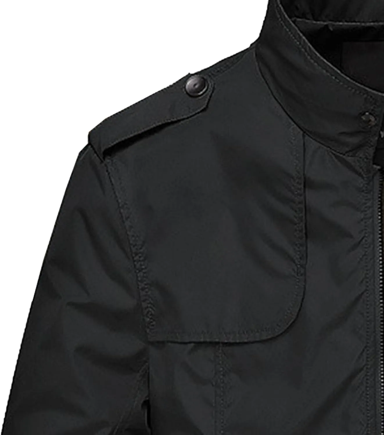 JEsilunmaMY Men's Sherpa Lined Cotton Bomber Jacket Zip Up Stand Collar Warm Cargo Jacket Winter Windproof Sport Windbreaker