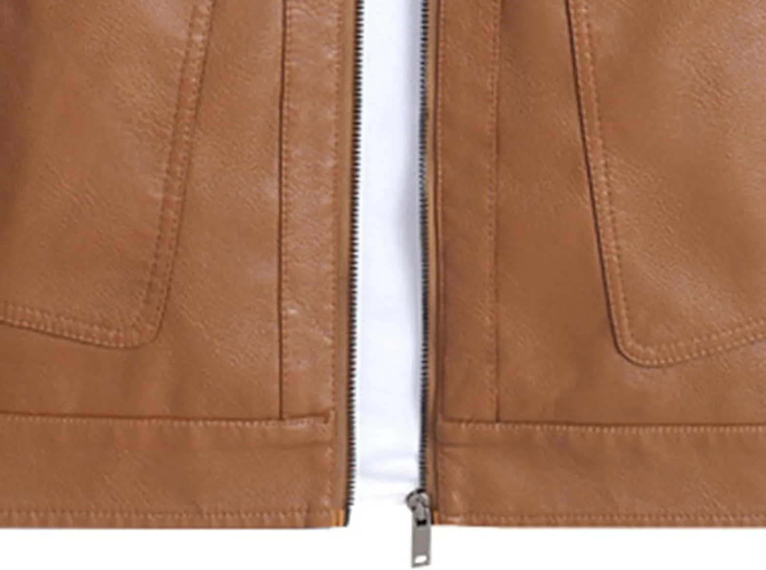 JEsilunmaMY Men's Slim Fit Leather Biker Coats Long Sleeve Zip Up Lapel Leather Jacket Lightweight Motorcycle Bomber Coat