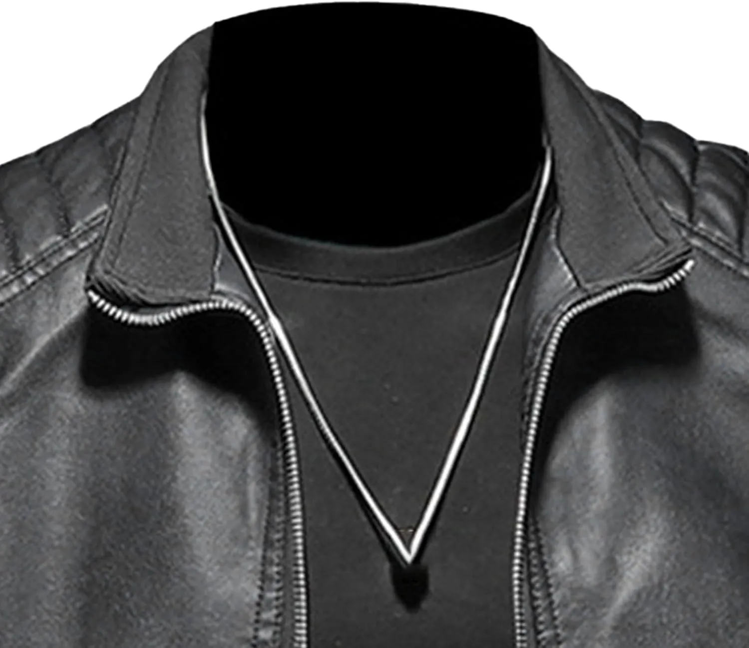 JEsilunmaMY Men's Slim Fit Leather Bomber Jacket Full Zip Stand Collar Motorcycle Jacket Lightweight Moto Biker Outwear