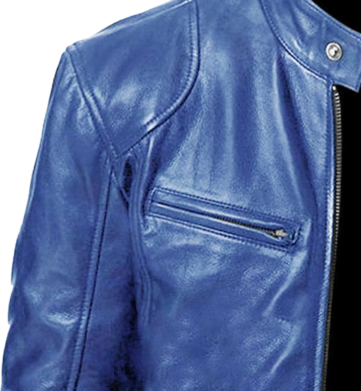 JEsilunmaMY Men's Solid Color PU Leather Jacket Stand Collar Motorcycle Biker Coats Warm Winter Punk Slim Bomber Outwear