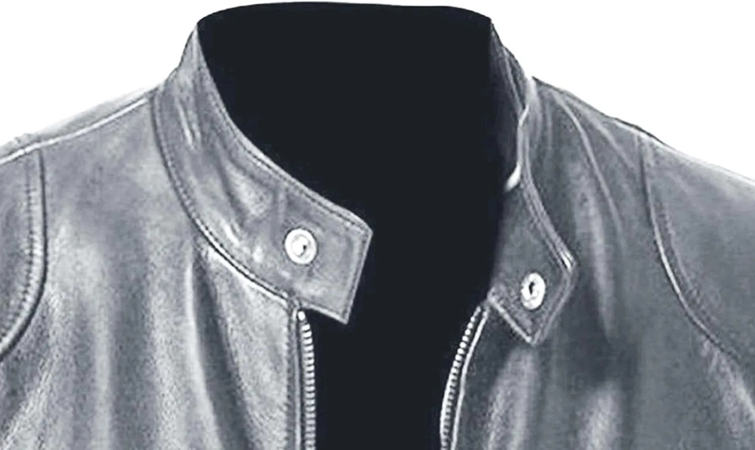 JEsilunmaMY Men's Solid Color PU Leather Jacket Stand Collar Motorcycle Biker Coats Warm Winter Punk Slim Bomber Outwear