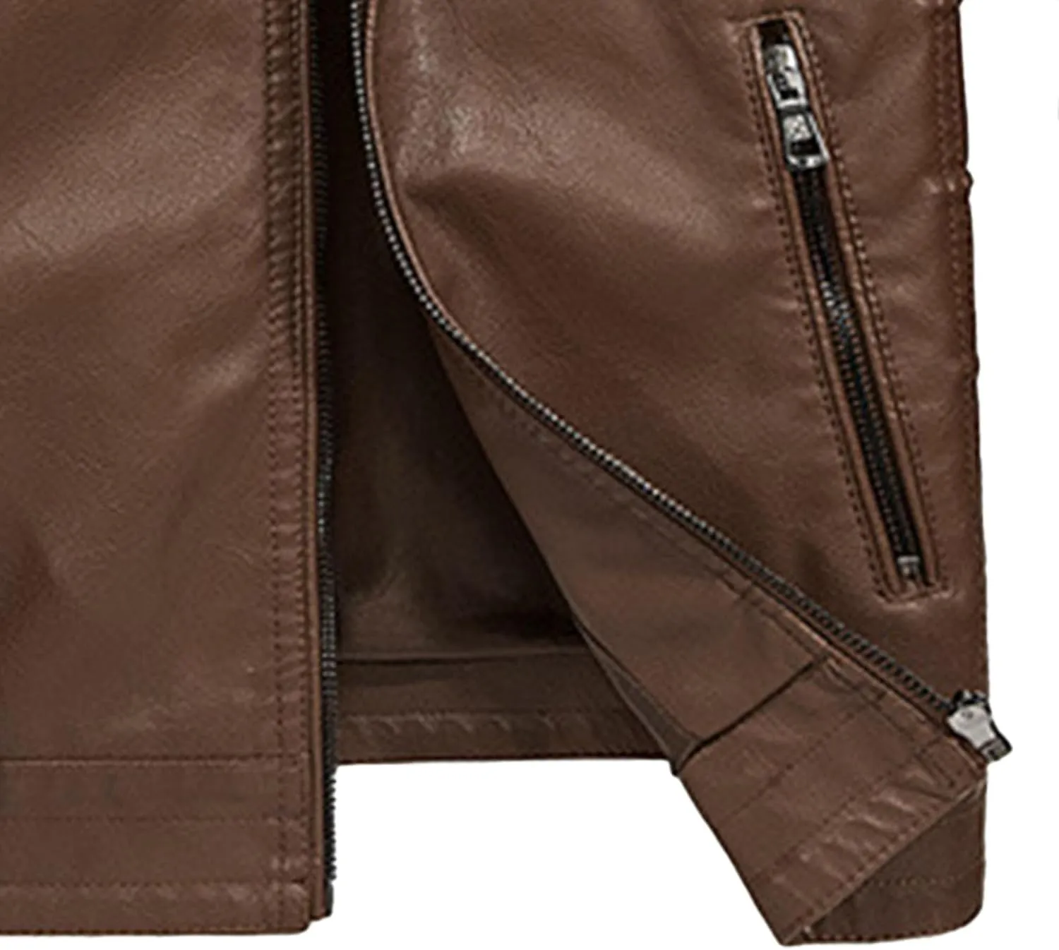 JEsilunmaMY Men's Stand Collar Slim Biker Coats Retro Full Zip Motorcycle Bomber Jackets Fall Winter Short Leather Jacket