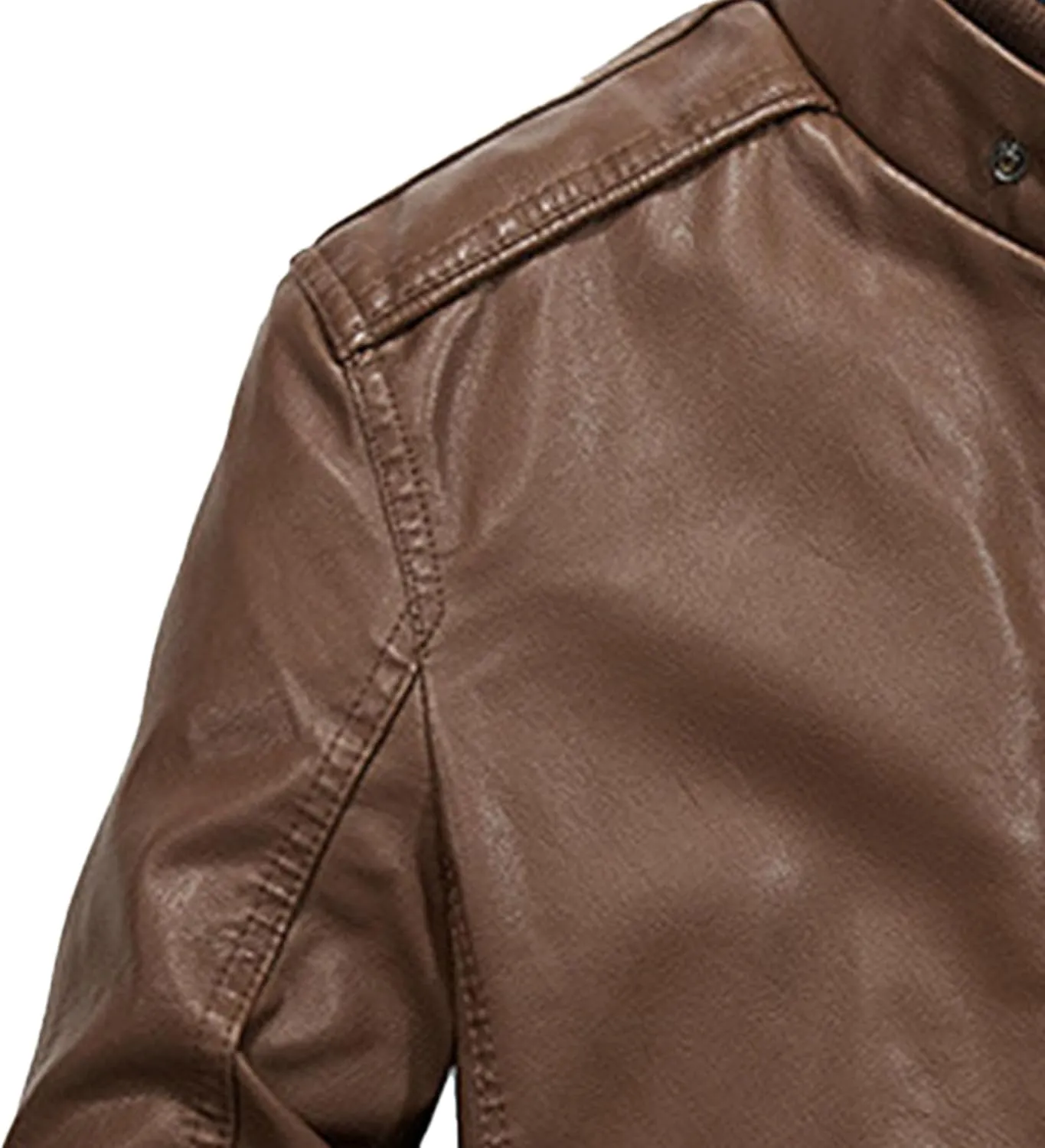 JEsilunmaMY Men's Stand Collar Slim Biker Coats Retro Full Zip Motorcycle Bomber Jackets Fall Winter Short Leather Jacket