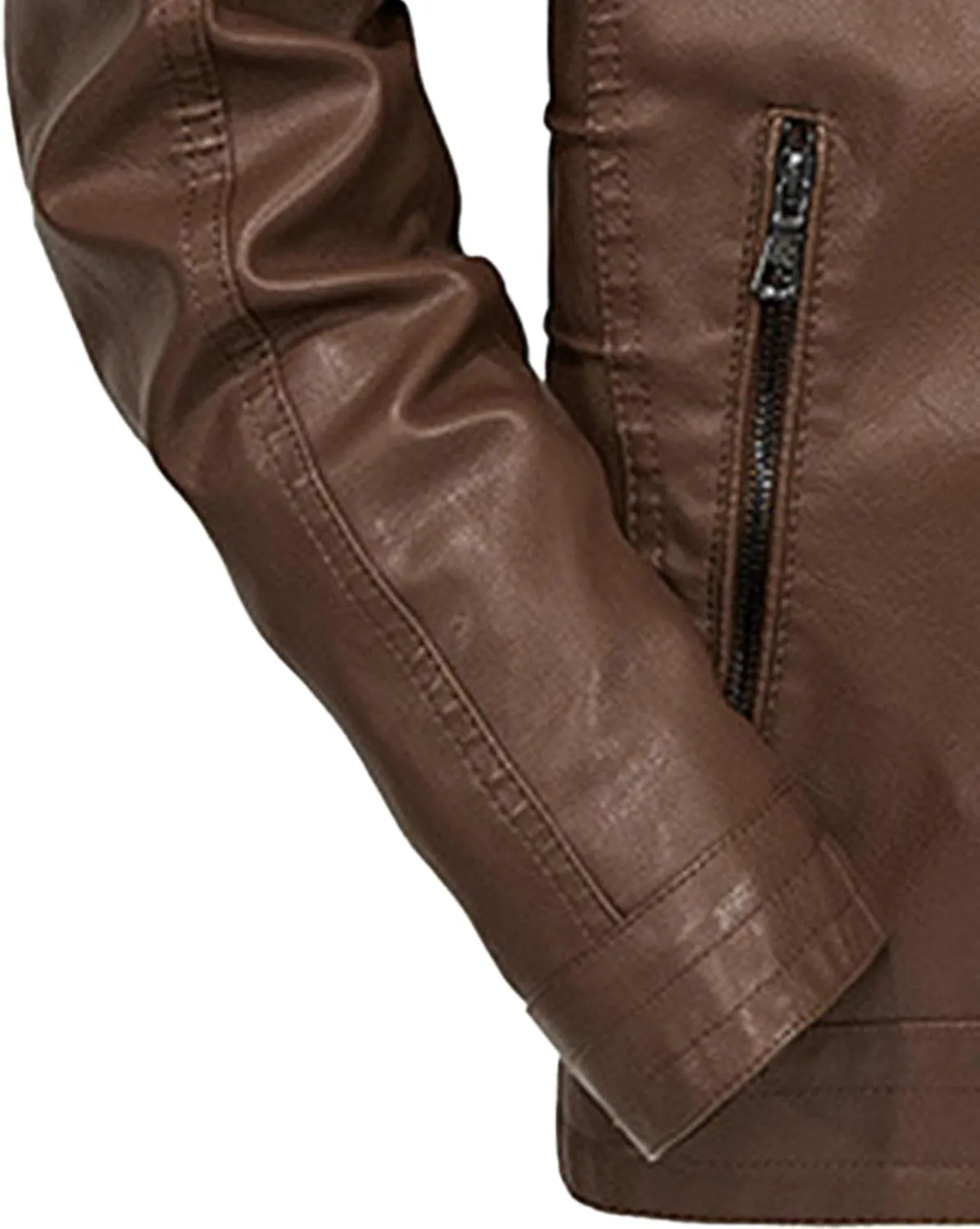 JEsilunmaMY Men's Stand Collar Slim Biker Coats Retro Full Zip Motorcycle Bomber Jackets Fall Winter Short Leather Jacket