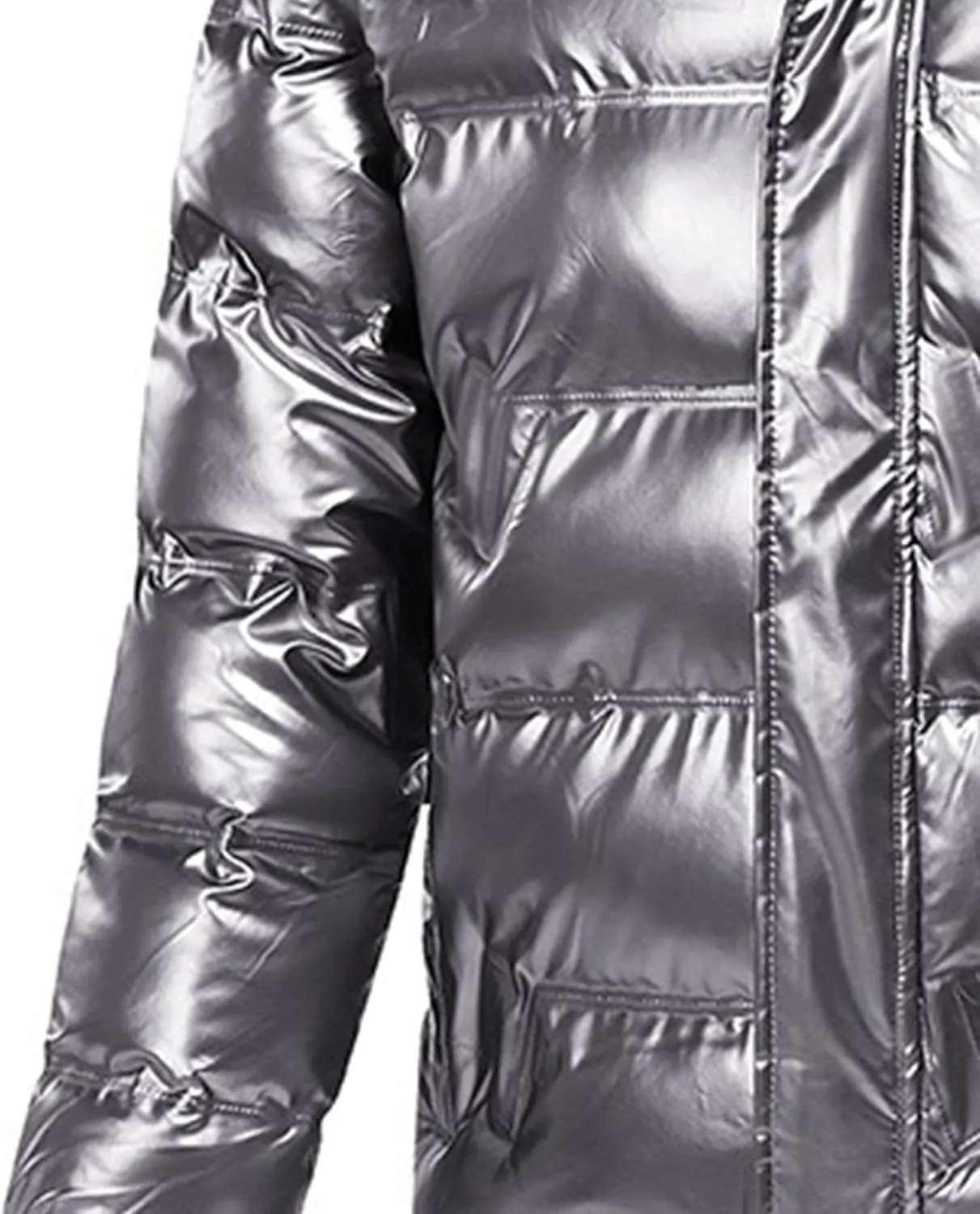 JEsilunmaMY Mens Thermal Shiny Hooded Puffer Jackets Winter Coats Water-Resistant Down Coats Insulated Puffy Padded Coat
