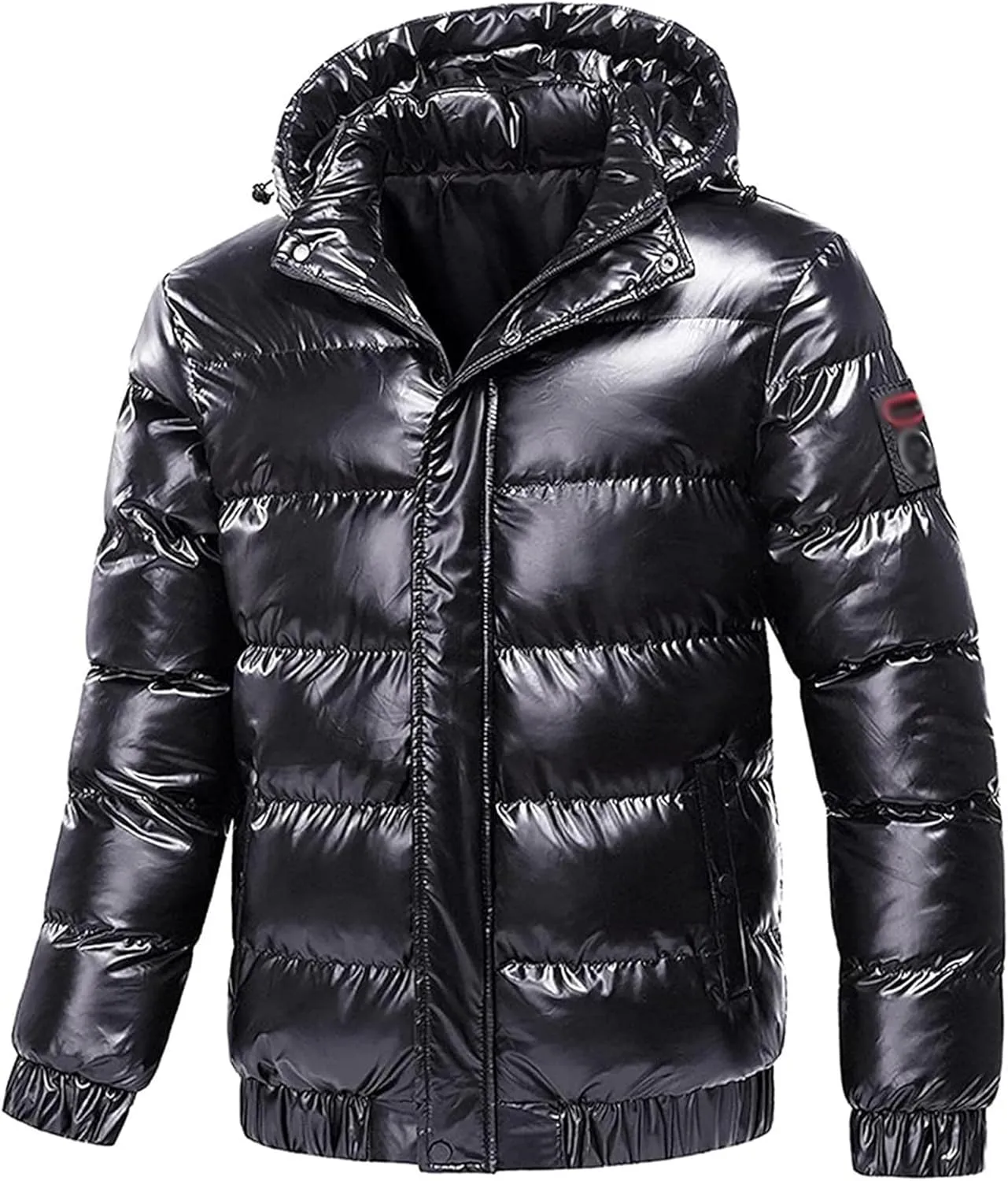 JEsilunmaMY Mens Thermal Shiny Hooded Puffer Jackets Winter Coats Water-Resistant Down Coats Insulated Puffy Padded Coat