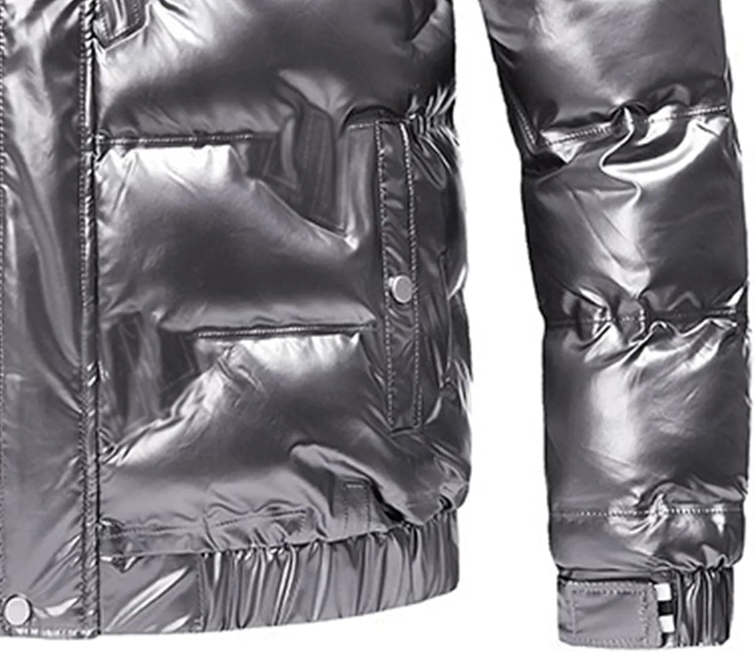 JEsilunmaMY Mens Thermal Shiny Hooded Puffer Jackets Winter Coats Water-Resistant Down Coats Insulated Puffy Padded Coat