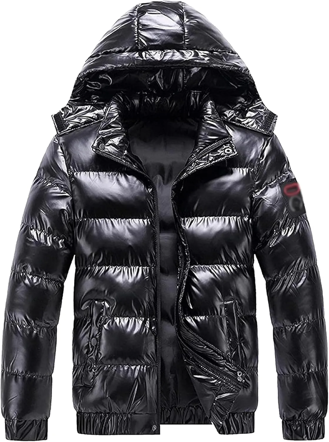 JEsilunmaMY Mens Thermal Shiny Hooded Puffer Jackets Winter Coats Water-Resistant Down Coats Insulated Puffy Padded Coat