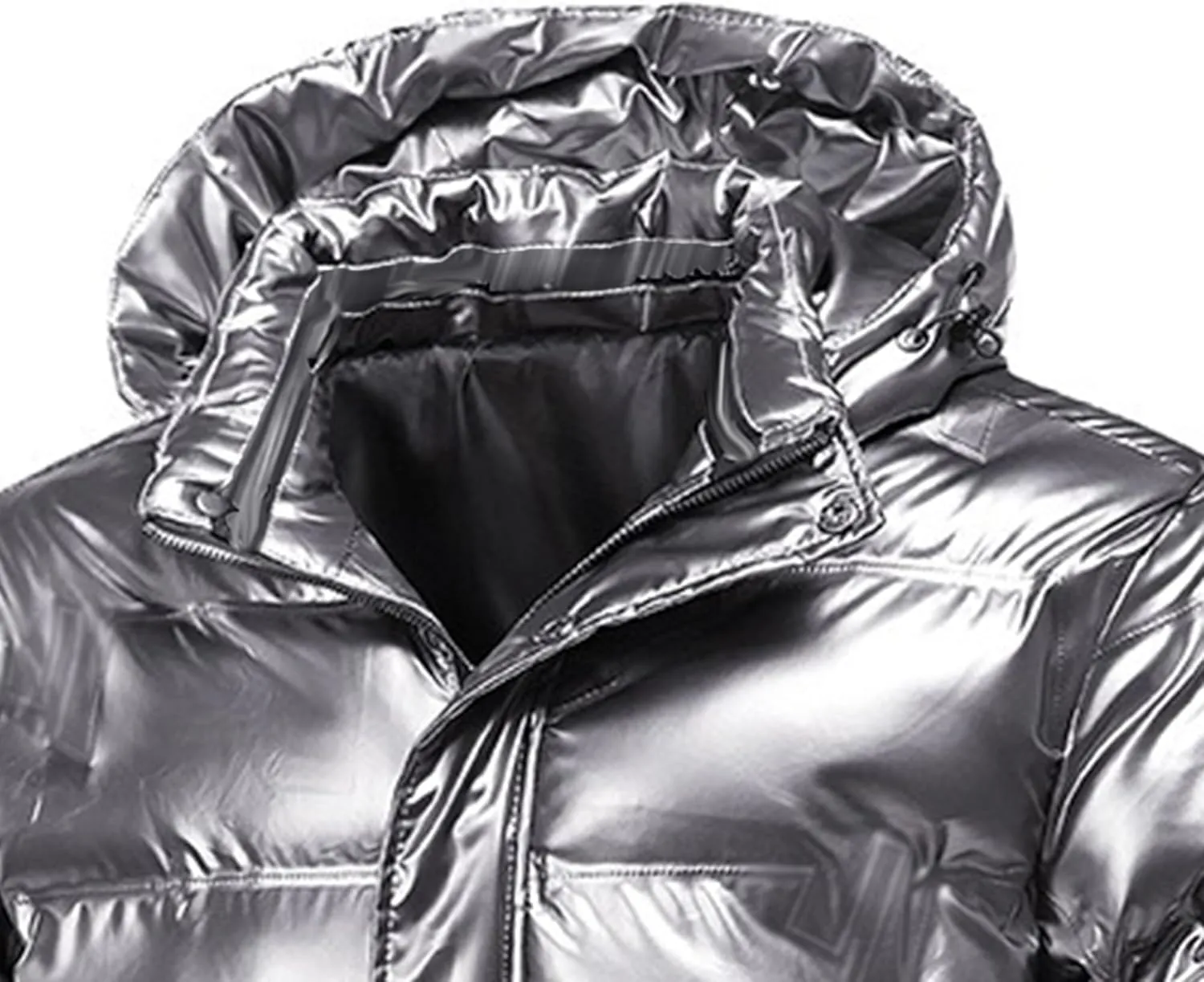 JEsilunmaMY Mens Thermal Shiny Hooded Puffer Jackets Winter Coats Water-Resistant Down Coats Insulated Puffy Padded Coat