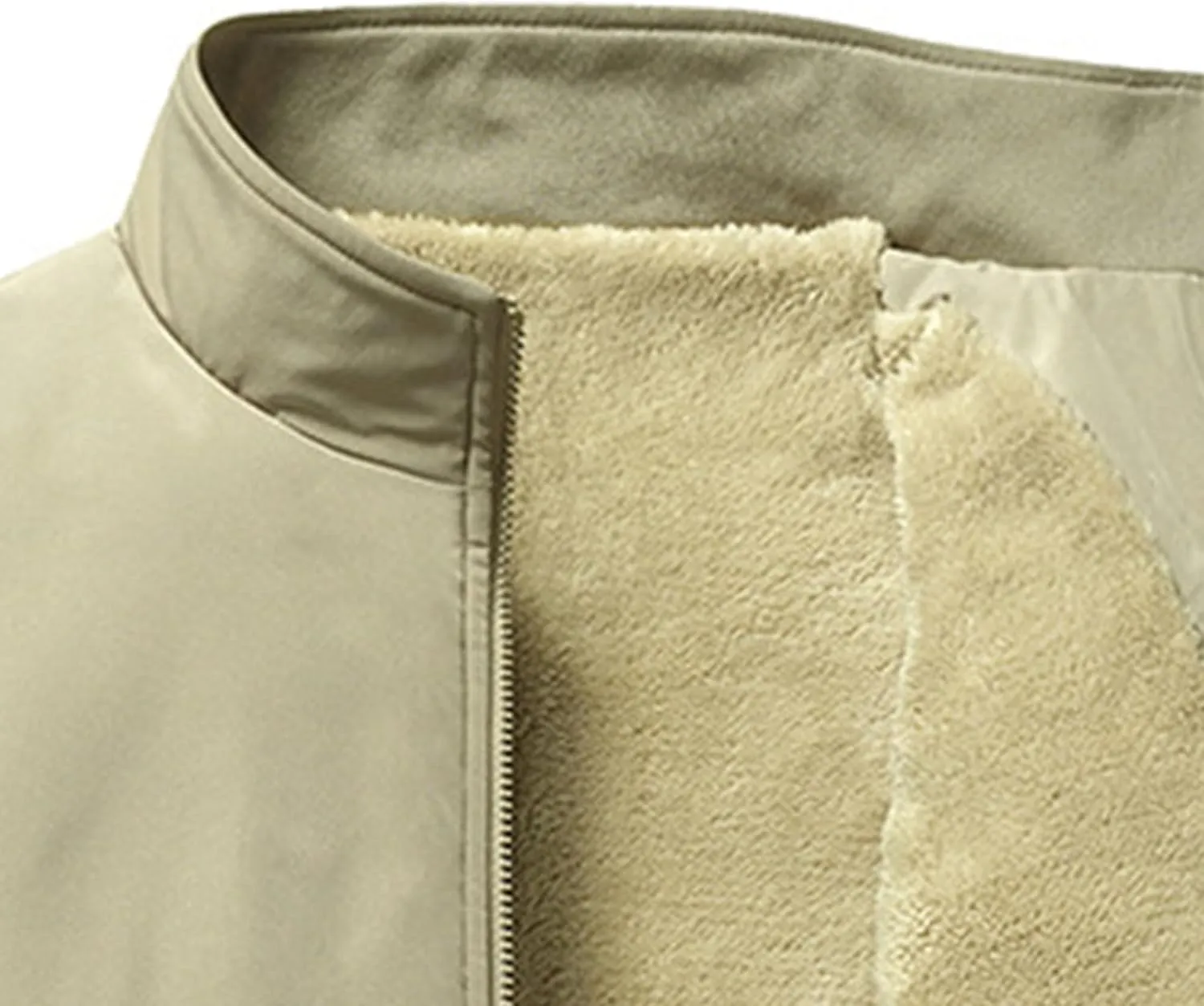 JEsilunmaMY Men's Thicken Fleece Lined Sherpa Jacket Full Zip Stand Collar Casual Bomber Jacket Windproof Warm Padded Coats