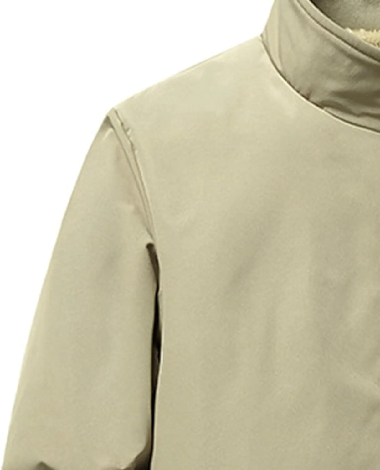 JEsilunmaMY Men's Thicken Fleece Lined Sherpa Jacket Full Zip Stand Collar Casual Bomber Jacket Windproof Warm Padded Coats