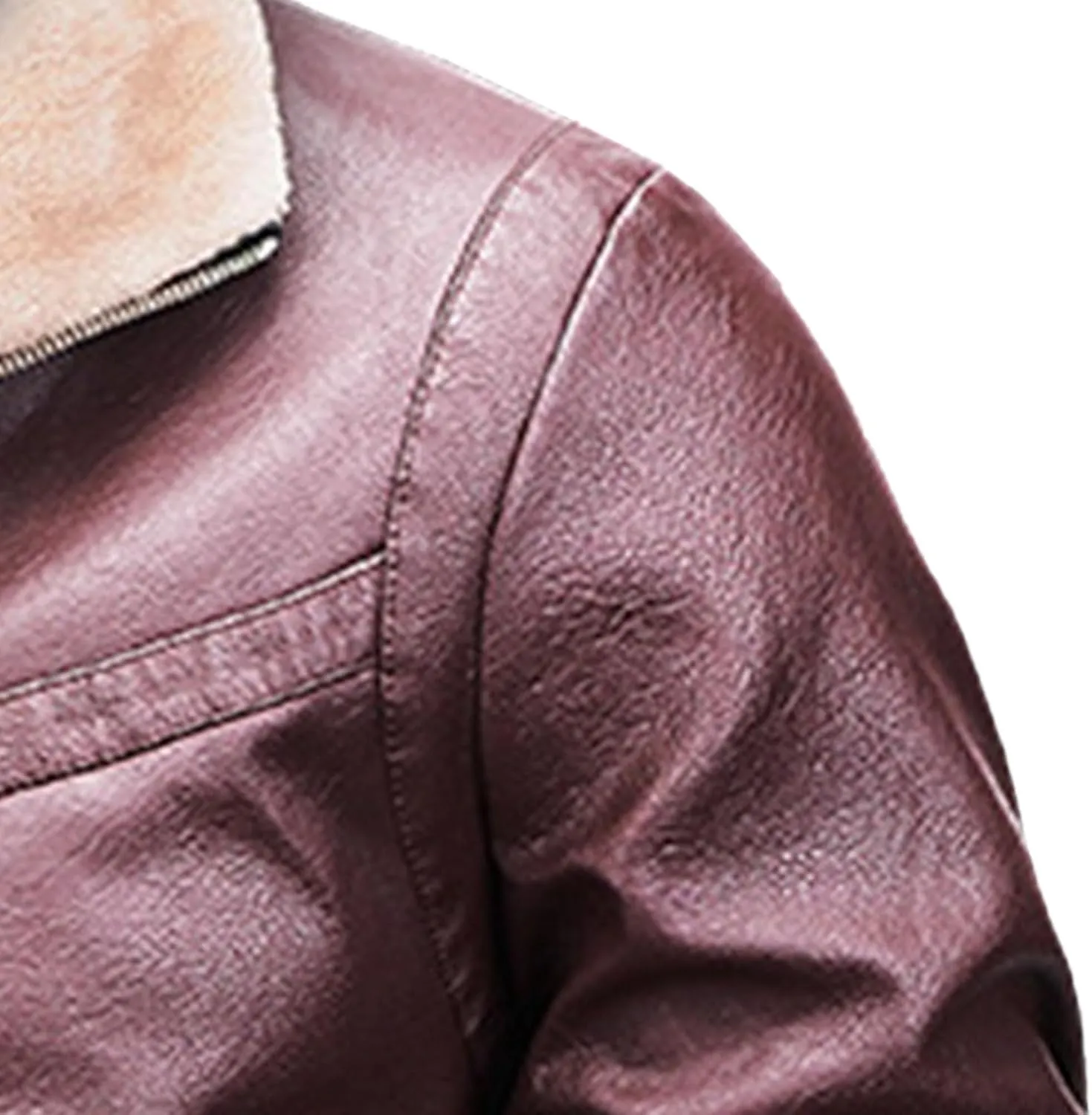 JEsilunmaMY Men's Thicken Sherpa Lined Leather Jacket Full Zip Stand Collar Motorcycle Bomber Jacket Warm Winter Biker Coats