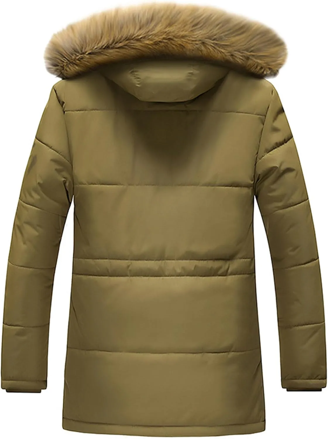 JEsilunmaMY Men's Thicken Warm Parka Jacket Fur Hooded Thermal Winter Quilted Jacket Windproof Sherpa Lined Windbreaker