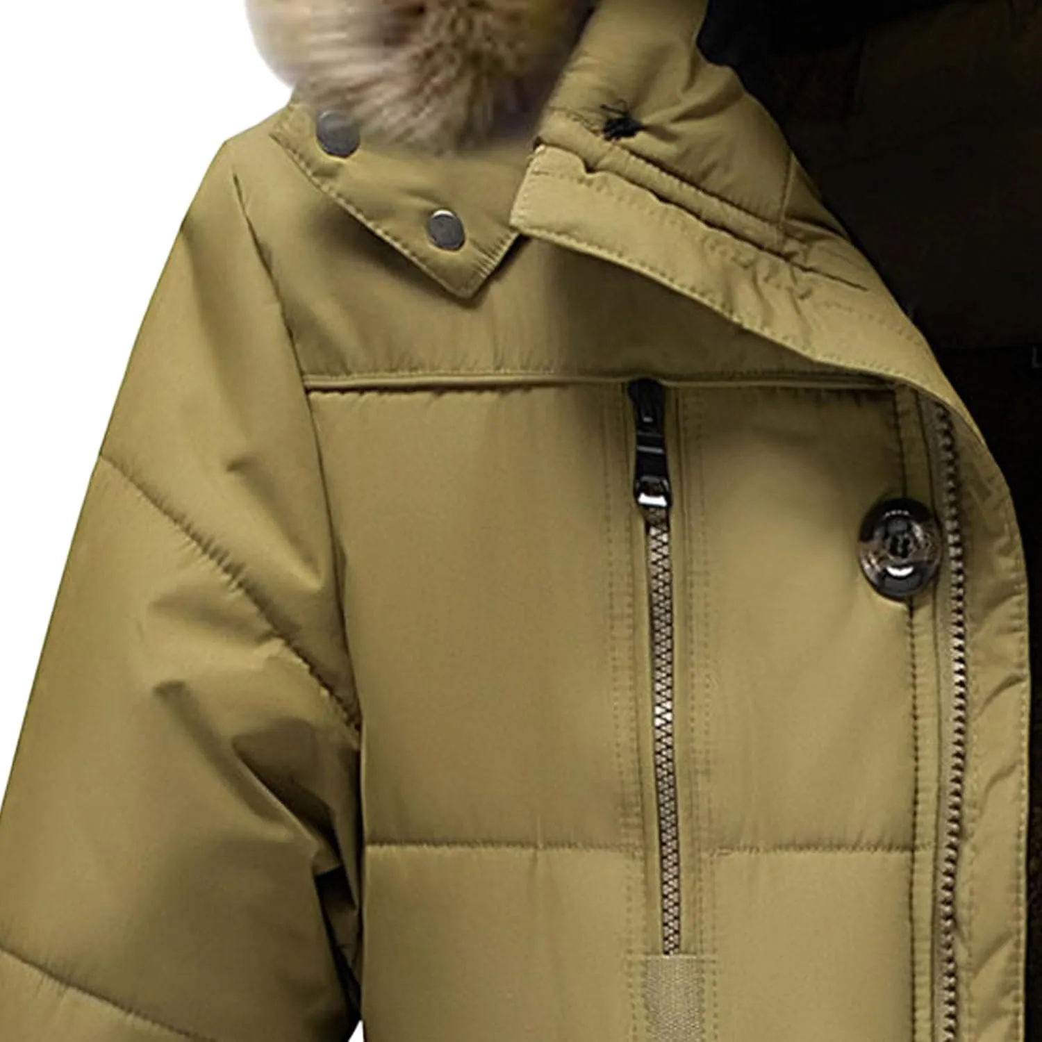JEsilunmaMY Men's Thicken Warm Parka Jacket Fur Hooded Thermal Winter Quilted Jacket Windproof Sherpa Lined Windbreaker