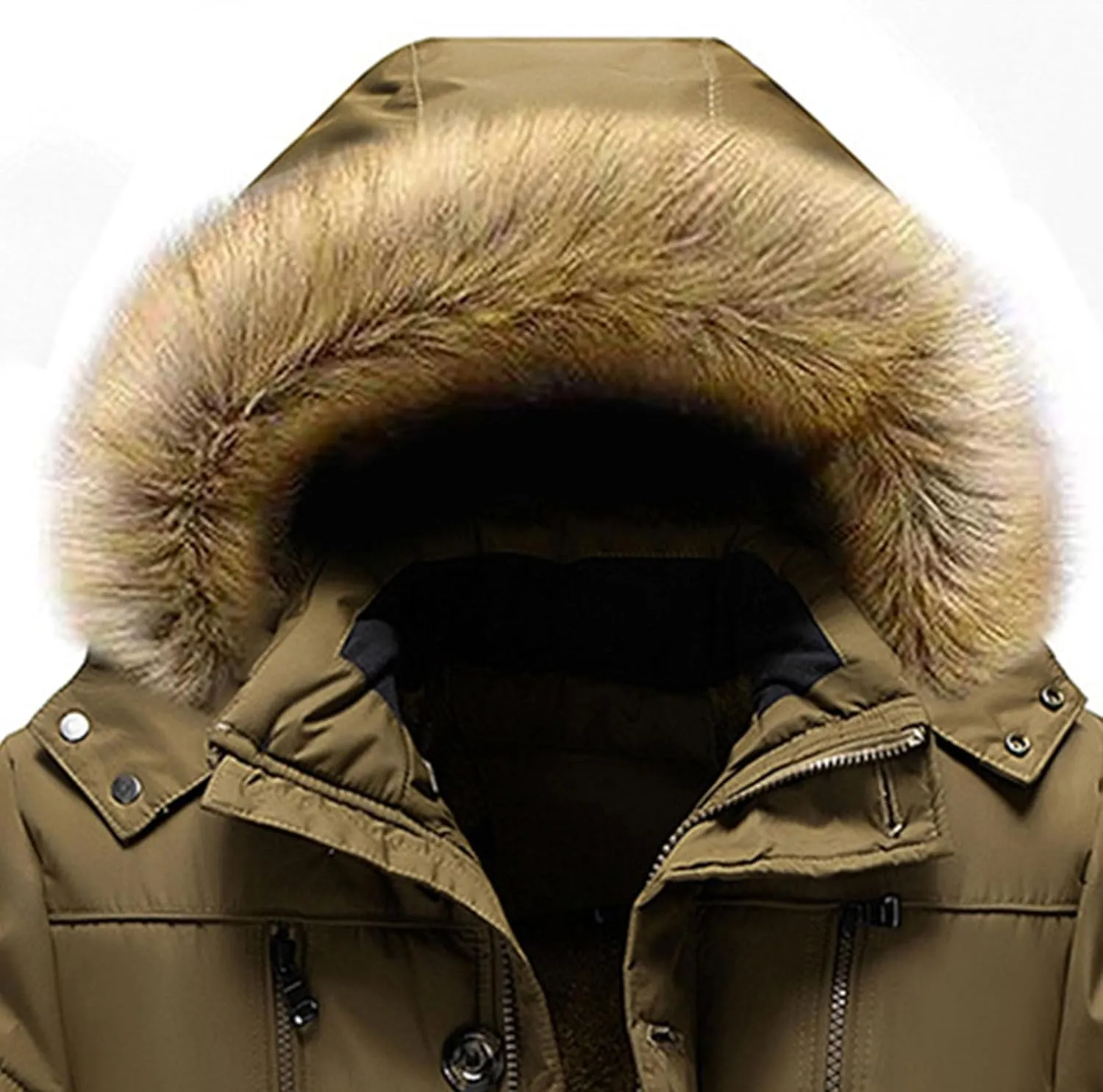 JEsilunmaMY Men's Thicken Warm Parka Jacket Fur Hooded Thermal Winter Quilted Jacket Windproof Sherpa Lined Windbreaker