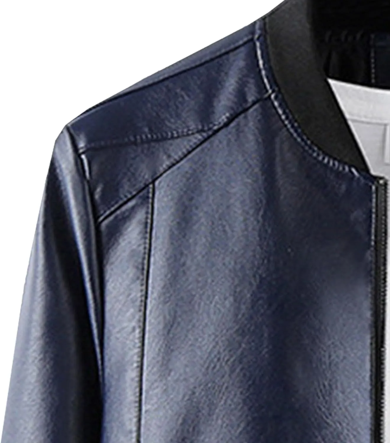 JEsilunmaMY Men's Thicken Winter Leather Jacket Zip Up Mock Neck Motorcycle Bomber Jacket Stylish Cargo Moto Biker Coats