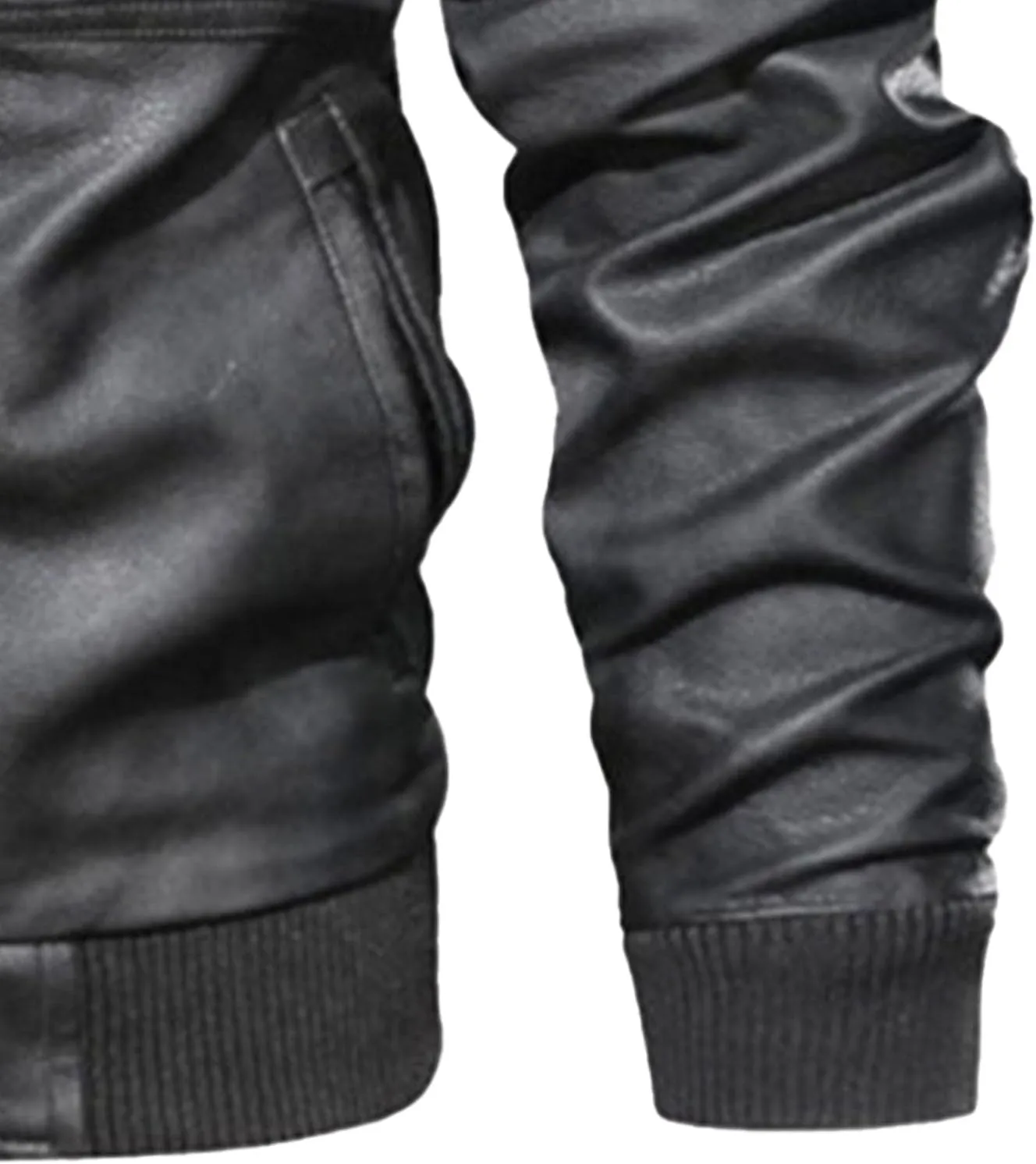 JEsilunmaMY Men's Winter Leather Jacket with Detachable Hood Casual Motorcycle Bomber Jackets Windproof Moto Biker Coat