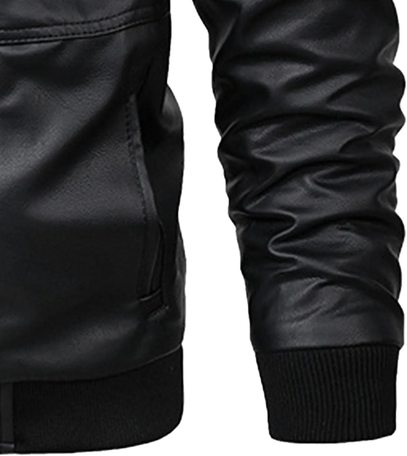 JEsilunmaMY Men's Winter Leather Jacket with Detachable Hood Casual Motorcycle Bomber Jackets Windproof Moto Biker Coat