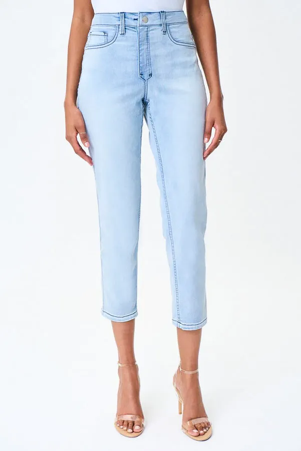 Joseph Ribkoff 232939 Light Blue/Multi Floral Print Reversible Slim Cropped Jeans