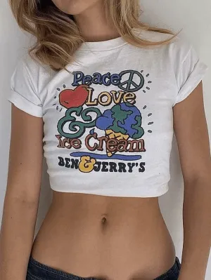 Joskaa Love Peace Printed Crop Top