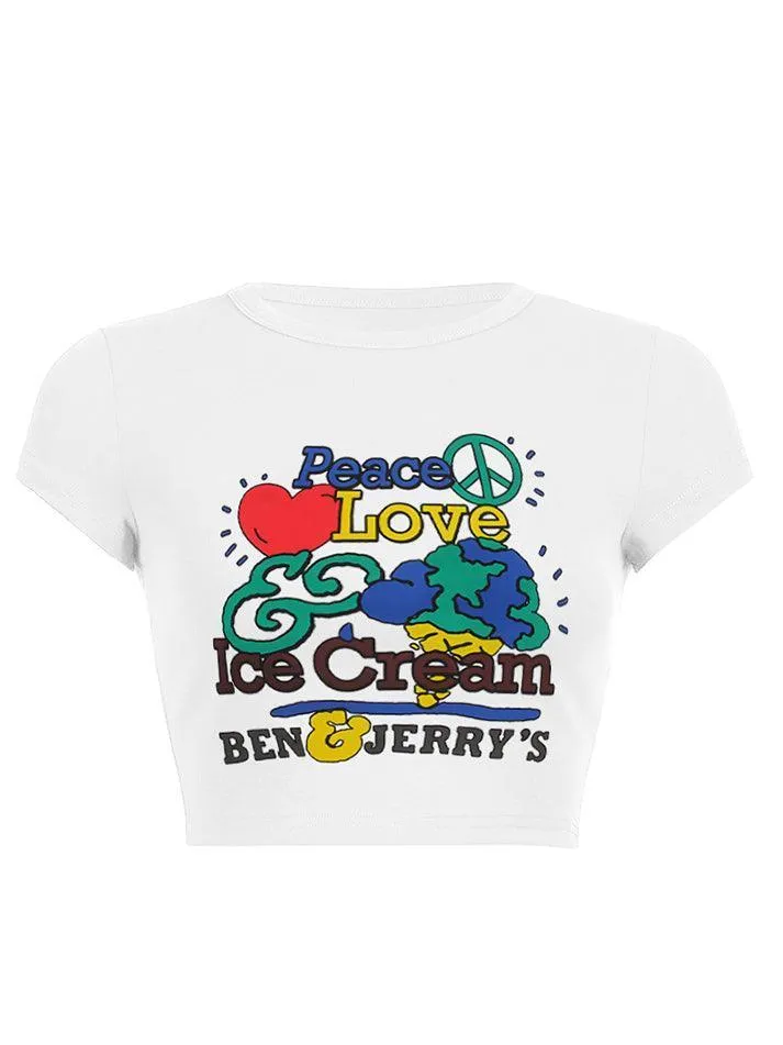 Joskaa Love Peace Printed Crop Top