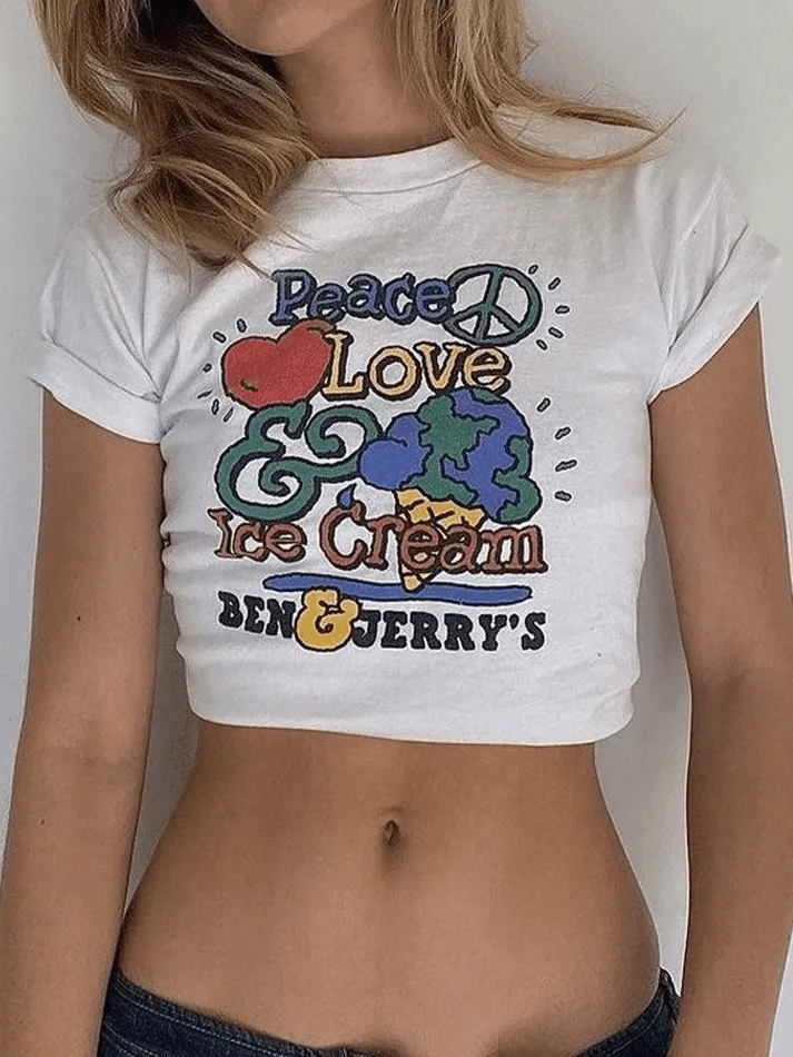 Joskaa Love Peace Printed Crop Top