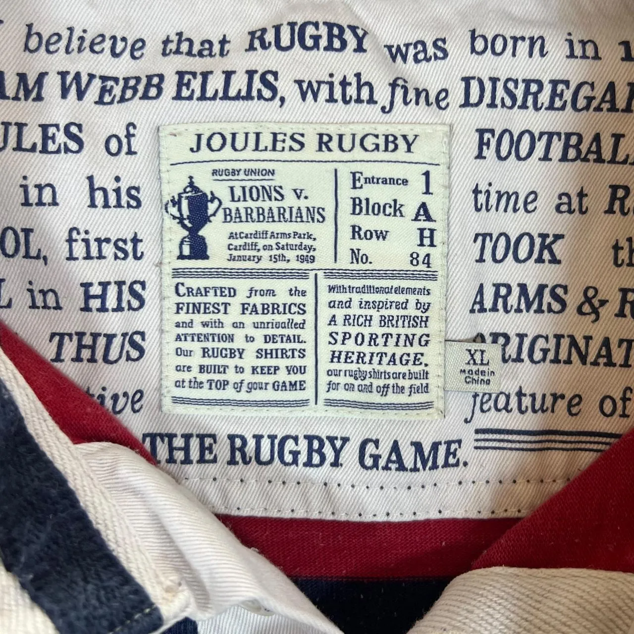 JOULES RUGBY Colour Block Striped Mini Logo Long Sleeve Rugby Polo Shirt
