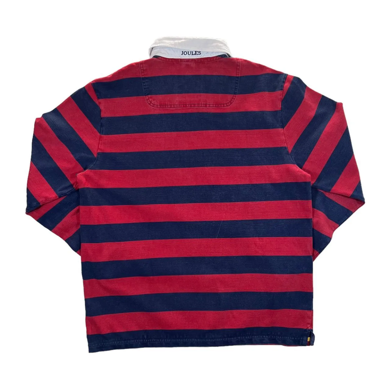 JOULES RUGBY Colour Block Striped Mini Logo Long Sleeve Rugby Polo Shirt