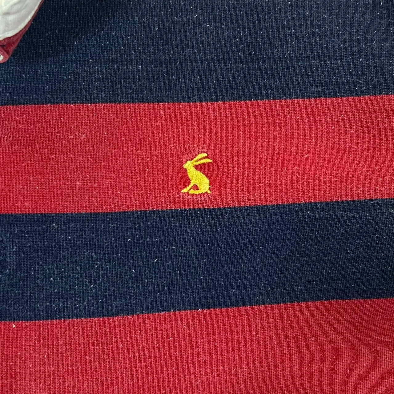 JOULES RUGBY Colour Block Striped Mini Logo Long Sleeve Rugby Polo Shirt