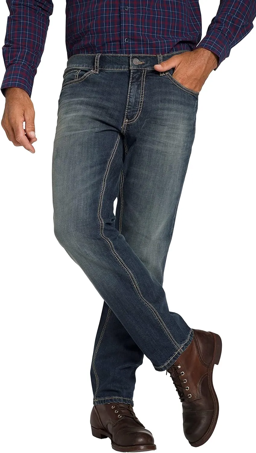 JP 1880 Menswear Big & Tall Plus Size L-8XL Super Stretch Used Look 5 Pocket Straight Fit Denim Jeans 711564