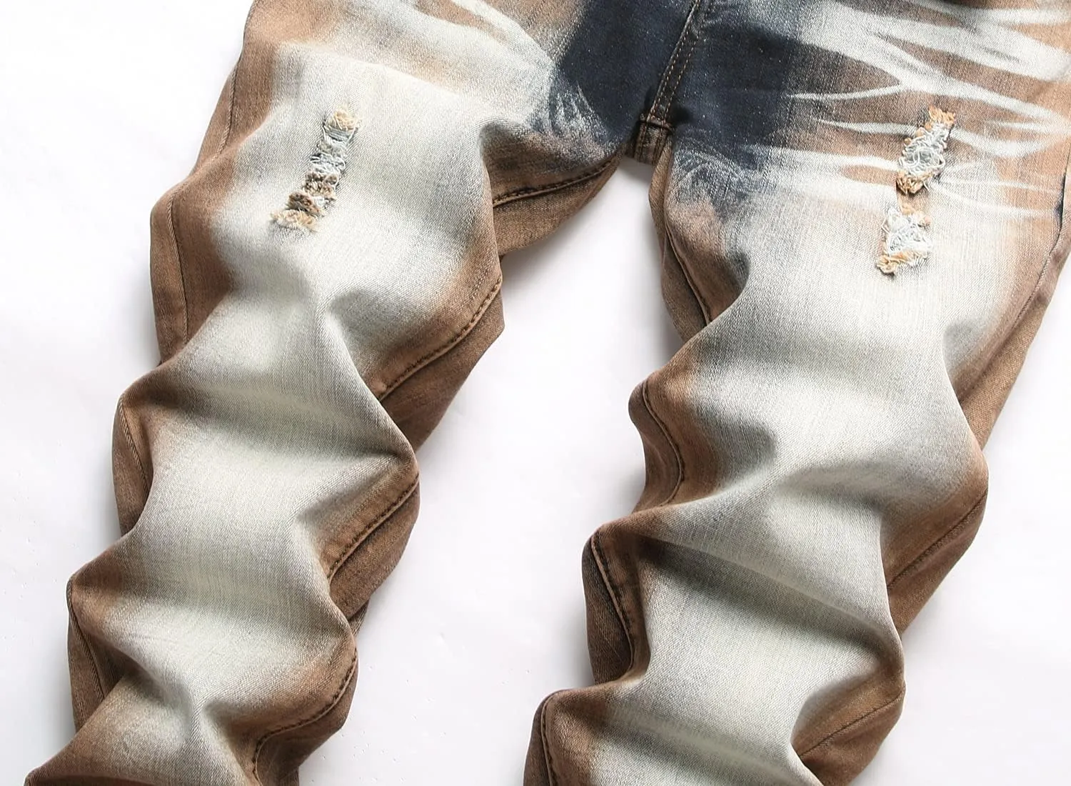 JUNBAOSS Men's Slim Fit Stretch Jeans Ripped Skinny Jeans for Men, Distressed Straight Leg Fashion Comfort Flex Waist Pants