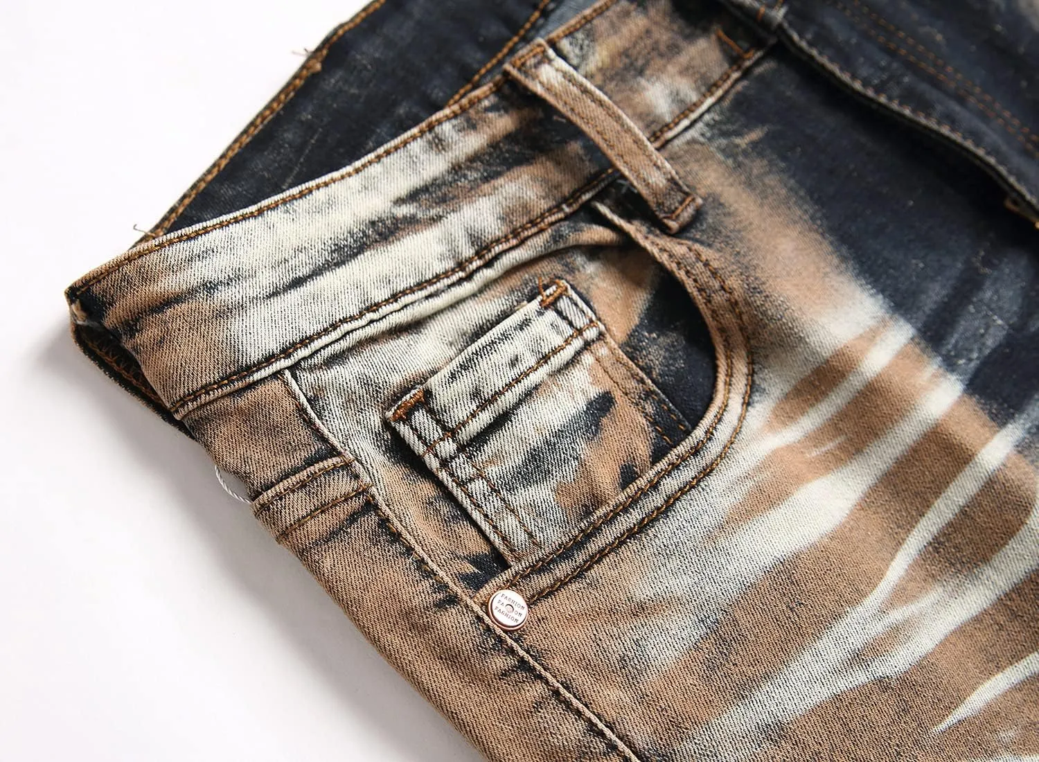 JUNBAOSS Men's Slim Fit Stretch Jeans Ripped Skinny Jeans for Men, Distressed Straight Leg Fashion Comfort Flex Waist Pants