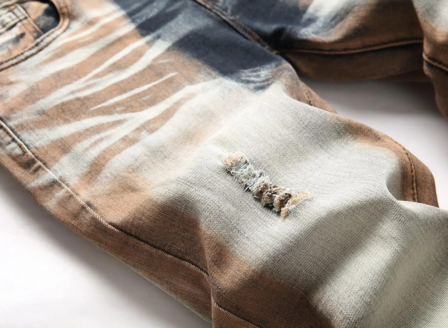 JUNBAOSS Men's Slim Fit Stretch Jeans Ripped Skinny Jeans for Men, Distressed Straight Leg Fashion Comfort Flex Waist Pants