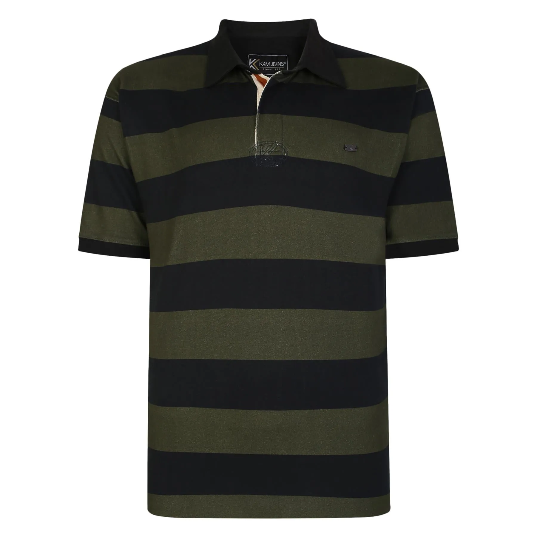 Kam Men Plus Size Short Sleeve Striper Rugby Polo Size 2Xl-8Xl