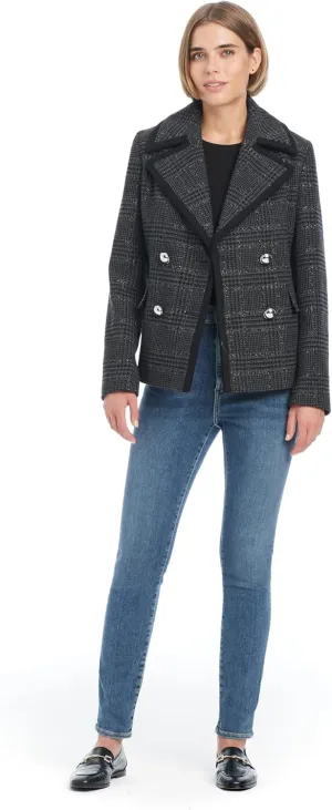 kate spade new york Women's Double-Breasted Sparkle Plaid Blazer Jacket