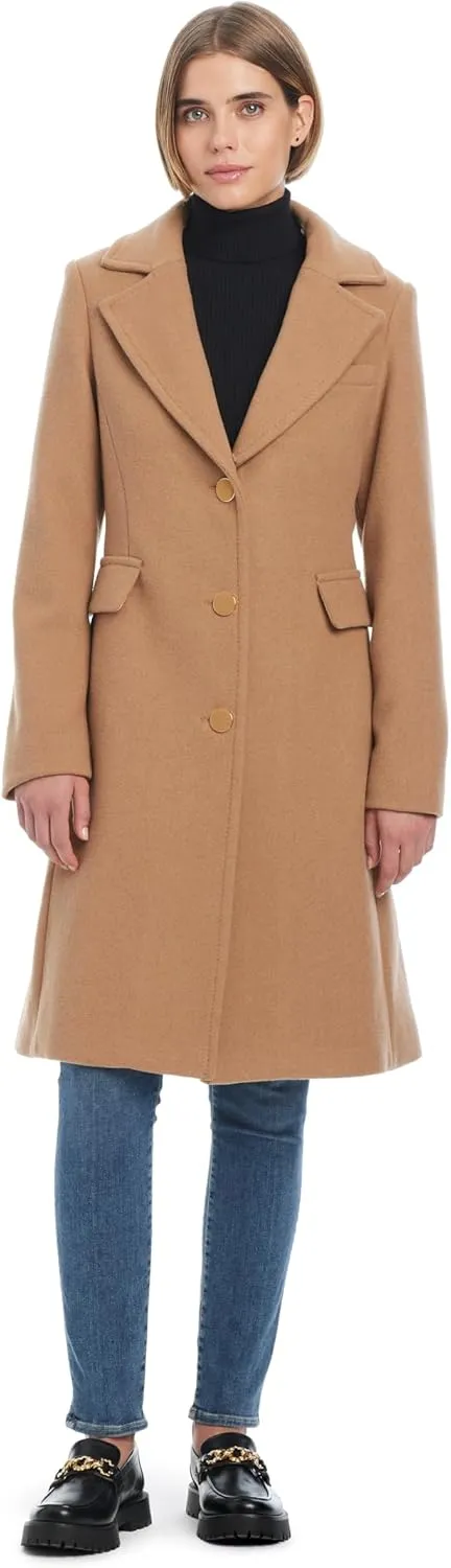 kate spade new york Women's Wool Blend Coat with Removable Faux Fur Collar