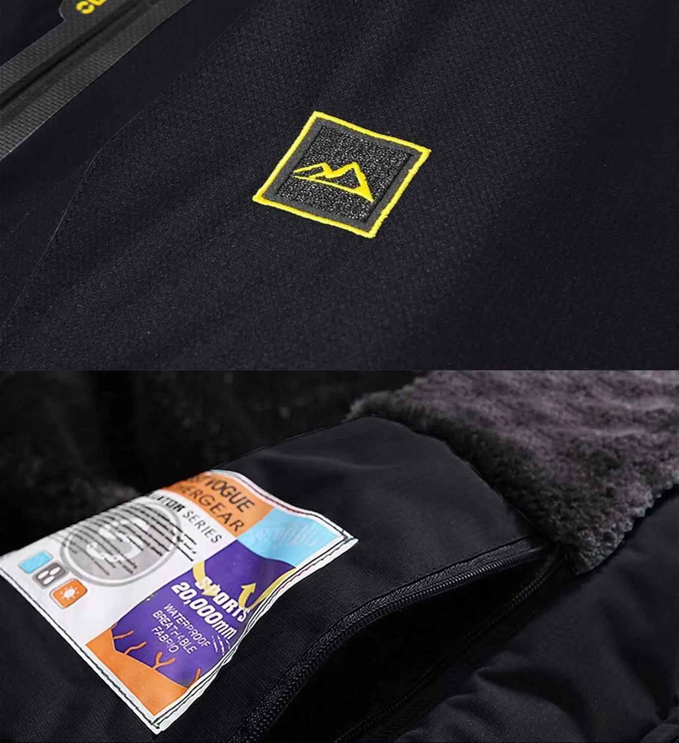 KEFITEVD Men's Waterproof Ski Snow Jacket Snowboarding Jackets Windproof Fleece Warm Heavy Hooded Coat Mountain Rain Jacket