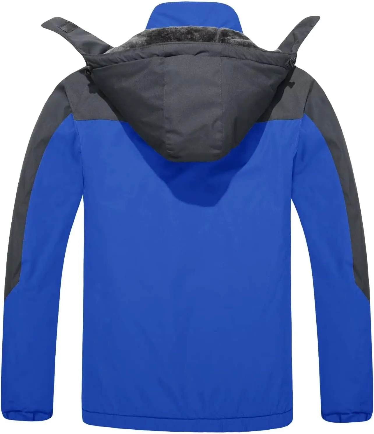 KEFITEVD Men's Waterproof Ski Snow Jacket Snowboarding Jackets Windproof Fleece Warm Heavy Hooded Coat Mountain Rain Jacket