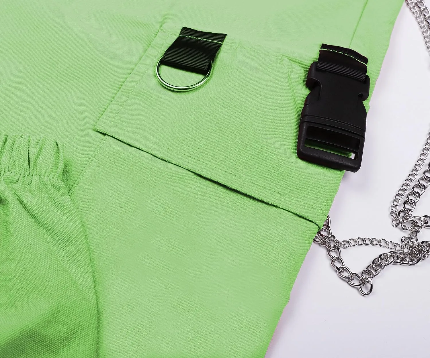 Kisswow Women's Cargo Jogger Pants Baggy Cargo Pants with Chain