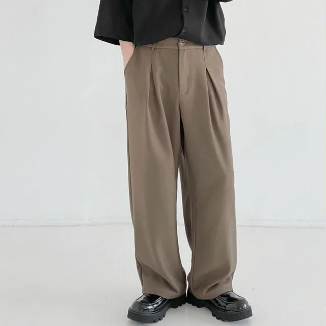 [Korean Style] 2 Colors Wide Straight Trousers